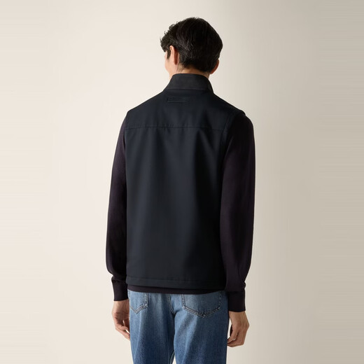 Zegna Men's Spring New Product Navy Motorin 50cc Vest Jacket Navy Blue 52 (M/L)