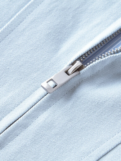 BONELESS Harrington detachable collar jacket basic versatile loose metal iron brand washed simple lapel jacket light blue S