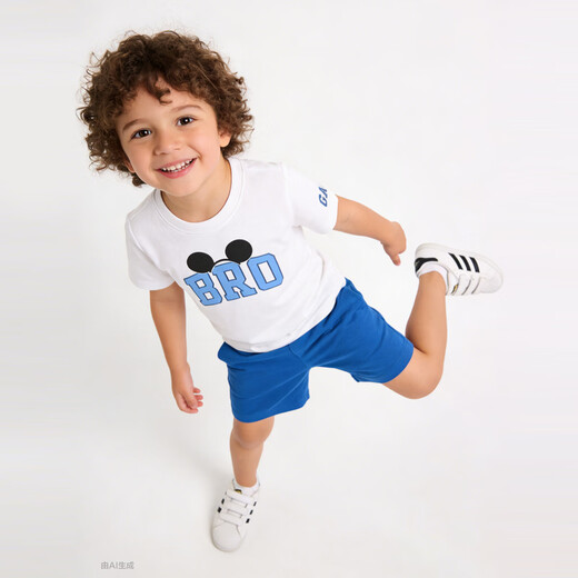 GAP (GAP) Boys 2026 Spring New Logo Cotton Cartoon Print Short Sleeve T-shirt Children's Clothing US Version 870479
