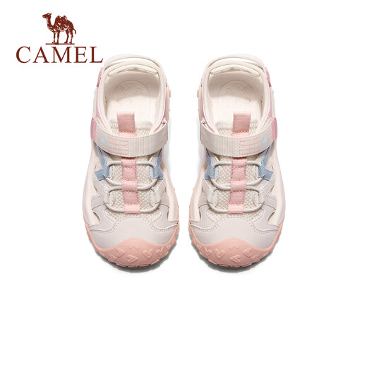 Camel (CAMEL) children's sandals summer outdoor sports beach sandals Baotou anti-kick breathable middle and large children boys and girls white/pink 38