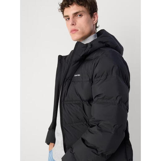 Calvin Klein Men's CK Cotton Jacket Warm and Windproof Black Velvet Winter Outdoor Jacket Casual 26 New Black One Size | L