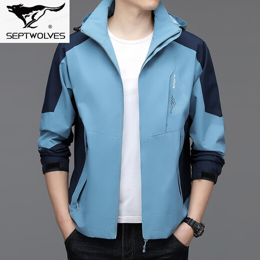 Septwolves 2026 Spring and Autumn New Hooded Jacket Men's High-End Casual Sports Couple Jacket Trendy Brand Jacket Men Black L