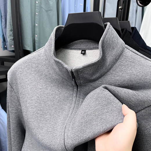 Lilang Zipper Cardigan Feel Jacket 2026 Spring and Autumn Stand Collar Men's Cotton Sweatshirt Loose Casual Jacket Orange S 165