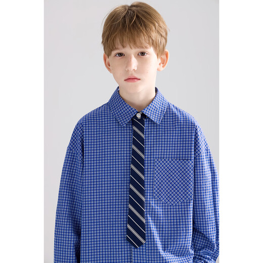 Mucmukn college freshman blue plaid tie design layered shirt for boys and girls 26 spring new style