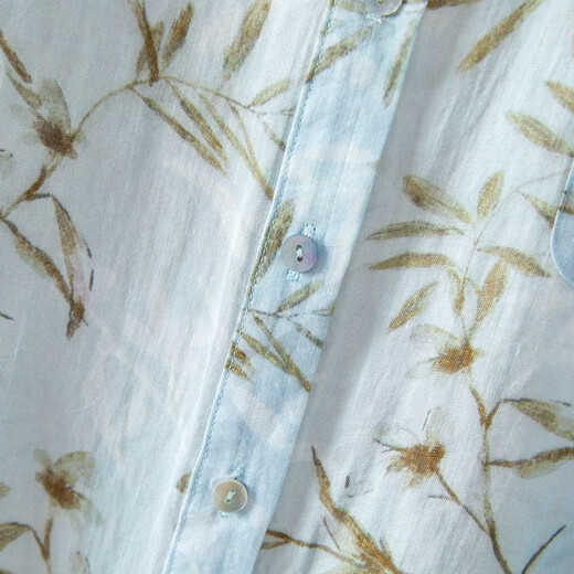 Shechi ramie lapel printed shirt women's 2026 spring new light and loose long-sleeved shirt