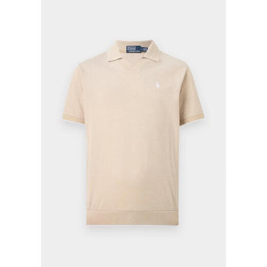 RALPH LAUREN Ralph Lauren men's POLO breathable sweat-absorbent short-sleeved daily commuter men's business coastal beige/white one size fits all | S