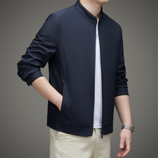 Rofagy International Brand Men's Jacket 2026 Spring and Autumn New Stand Collar Solid Color Business Casual Jacket for Young and Middle-aged People High-end Burgundy M (170) Suitable for 110-130Jin Jin equals 0.5 kg