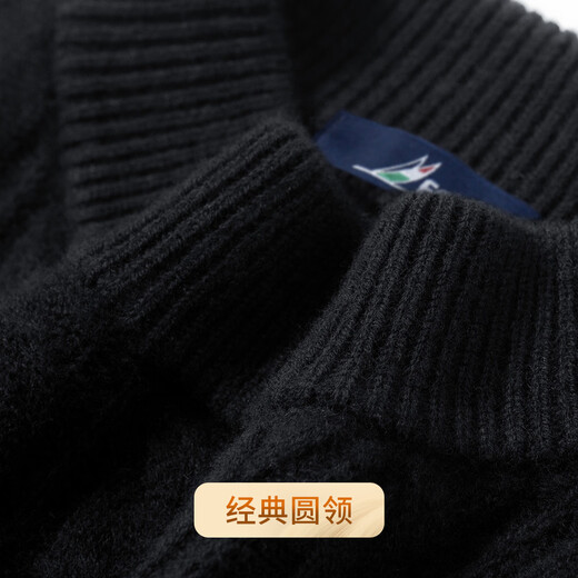 Rich 100% pure sheep wool 420G thickened warm sweater winter men's velvet thick cable-knit round neck men's wool sweater