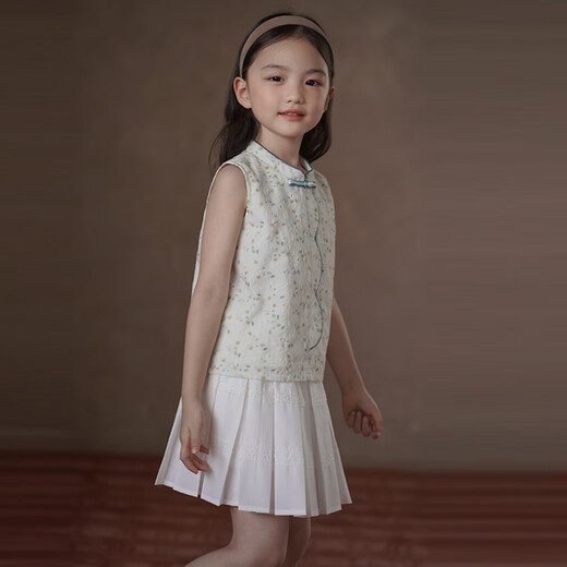 Hacikis hacikis children's clothing 25 summer new children's vest cheongsam collar new Chinese tops girls sleeveless shirts for middle and large children
