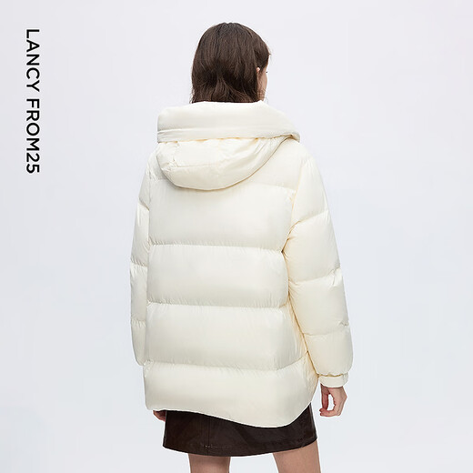 Langzi Langzi Basic Wardrobe Qingyu 45 Yun 90 White Goose Down Hooded Short Down Jacket Winter New Style White S