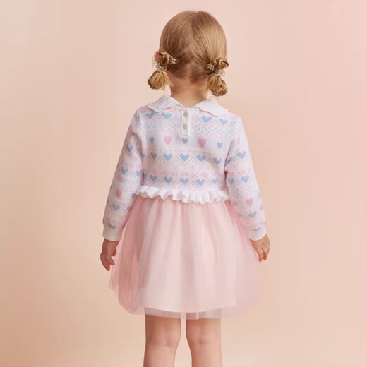 PawinPaw Cartoon Bear Children's Clothing 26th New Style Baby Girl Children's Mesh Woolen Dress Sweet and Fashionable Pink Pink/25 90