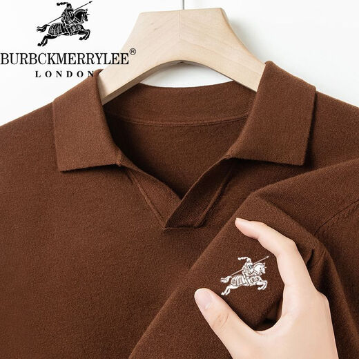B PRORSUM Burberry Men's Autumn and Winter New Wool Sweater Men's Lapel Casual Warm Basement Pin Pearl White XL 135-155Jin Jin is equal to 0.5 kg