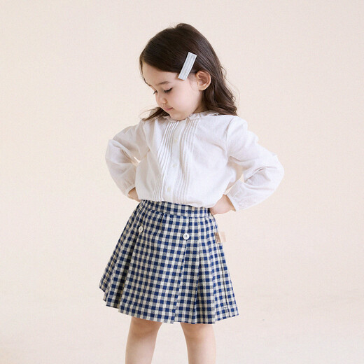 Yoona's baby spring French lace stitching doll shirt Yoona's mom girls 2026 new lace shirt children's top white lace collar ready stock 110