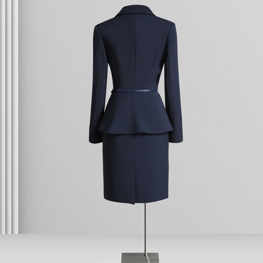High-end professional suit suit, feminine fashion, case customer service, beauty salon work clothes, hotel front desk work clothes, navy suit + skirt, light blue silk scarf, L recommended 108-117 Jin Jin equals 0.5 kg