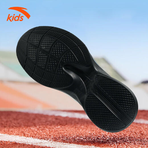 ANTA Children's Sports Shoes for Men and Older Children 2026 Spring and Autumn New Model Densified Mesh Breathable Shock-Absorbing Buckle One-Piece Running Shoes Papery White/Dust Blue/Silver 33 Foot Length 20.5cm