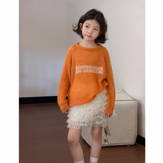 SEVEN BOBI No. 7 Children's Warehouse Girl Ballet Style Mesh Cake Skirt Spring and Summer New Layered Three-dimensional Puffy Skirt Trendy Off-White Ready in Stock 120 cm
