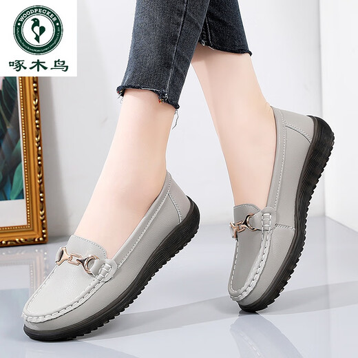 Pájaros carpinteros Tendón de vaca Suela de cuero genuino Mother Mother Spring y otoño Suele suave SOLO SOLO SOLO SOLO PETALO PETALO CAPATOS DE MUJER DE MUJERES PARA MEDIO PARA MEDIO Y A LDER MIEDIDAS COACOS DE CUERO MZ826 BEGE [Estilo de hoyos] 35
