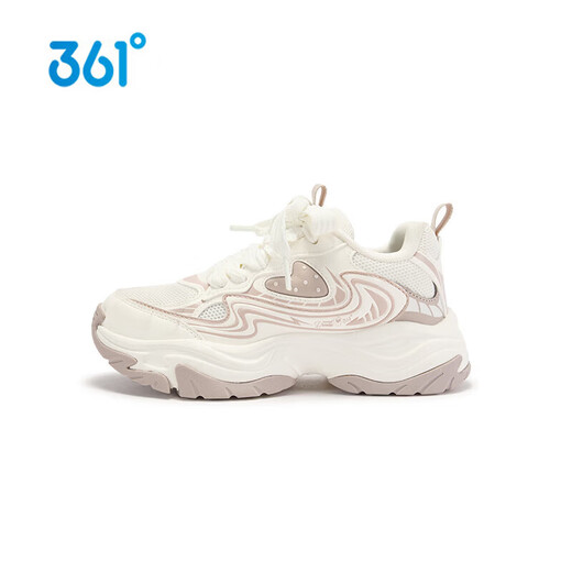 361 Shopping Mall Same Style Millennium Children's Shoes Girls' Sports Shoes 2026 Spring New Big Children's Non-Slip Comfortable Casual Shoes Feather White/Mushroom Pink Size 33