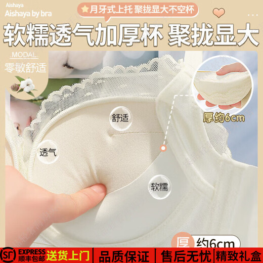 Eresg Light Luxury Brand Underwear Women's Thickened Flat Chest Small Breast Gathering Special Large Breast Reduction Anti-Sagging Bra Vanilla Green 2 Pieces 80A 36A