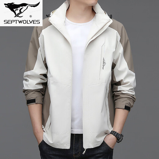 Septwolves 2026 Spring and Autumn New Hooded Jacket Men's High-End Casual Sports Couple Jacket Trendy Brand Jacket Men Black L