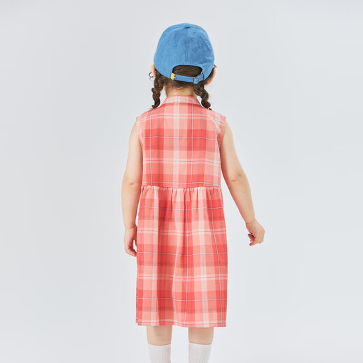 Papa Climbing Summer Children's Skirt Girls' Pure Cotton Sleeveless Dress Loose, Breathable and Fashionable Red 120