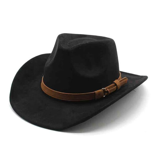 Cowboy Hat New European and American Style Woolen Hat Suede Men and Women Couple Hat Woolen Western Cowboy Hat Customized Rose Red Suede M (56-59cm)