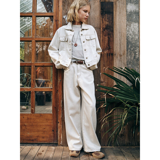 ELLE KIDS linen Lyocell casual all-match denim jacket for girls spring new French retro fashionable lapel top