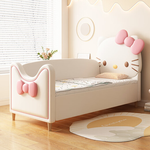 Yijiazhu children's bed spliced bed extra wide bed spliced bedside bed girl princess bed crib spliced large bed adult can sleep Hello KT joint model 160*60 latex coconut palm mattress