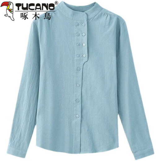 Woodpecker (TUCANO) pure cotton long-sleeved shirt for women Spring and Autumn 2026 New Large Size Western Feminine Shirt Middle-aged Mom Top Picture Color M 80-95Jin Jin is equal to 0.5 kg