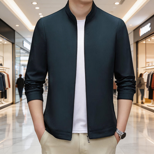 Rofagy International Brand Men's Jacket 2026 Spring and Autumn New Stand Collar Solid Color Business Casual Jacket for Young and Middle-aged People High-end Burgundy M (170) Suitable for 110-130Jin Jin equals 0.5 kg