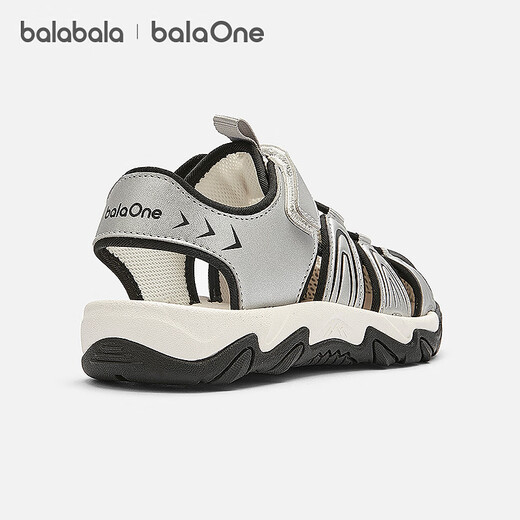 BalaOne children's shoes children's sandals boys' sports shoes 2026 Xia Xin outdoor toe-toe shoes smoke gray silver 20301 27 (foot length 16.3-16.7/inner length 17.6)
