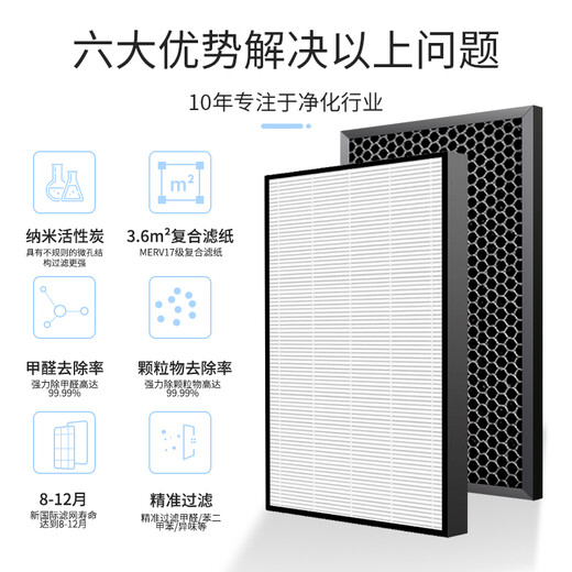 Jianyi Honeywell air purifier filter No. 2 HEPA activated carbon + No. 1 initial filter element KJ190F-W02 [Composite 1 piece pack]