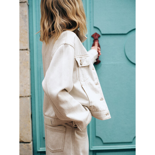 ELLE KIDS linen Lyocell casual all-match denim jacket for girls spring new French retro fashionable lapel top