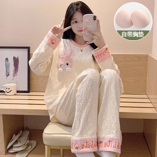 莫代尔睡衣女夏季开衫长袖长裤套装夏天女士2025新款卡通春秋冬款家居服 SSM-3884 L 【95-120斤】