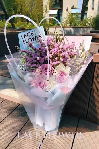 Korean pink rose everlasting flower dried flower bouquet for best friend’s birthday gift Mother’s Day gift box girlfriend Shanghai Purple rose everlasting flower large hand holding nearly 60cm high