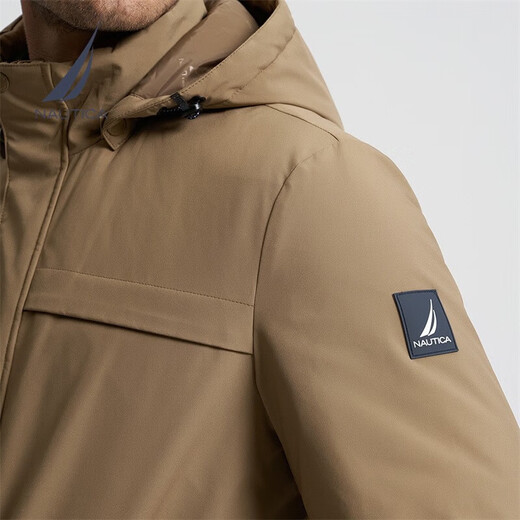 NAUTICA Anti-splash Men's Autumn and Winter Parka Casual Thick Jacket Cotton Jacket Men JE3406 Khaki 2BD S