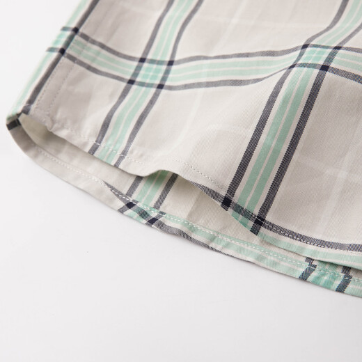 HAZZYS children's clothing boys' shirt 2026 spring new lapel woven plaid casual long-sleeved top barley gray 110