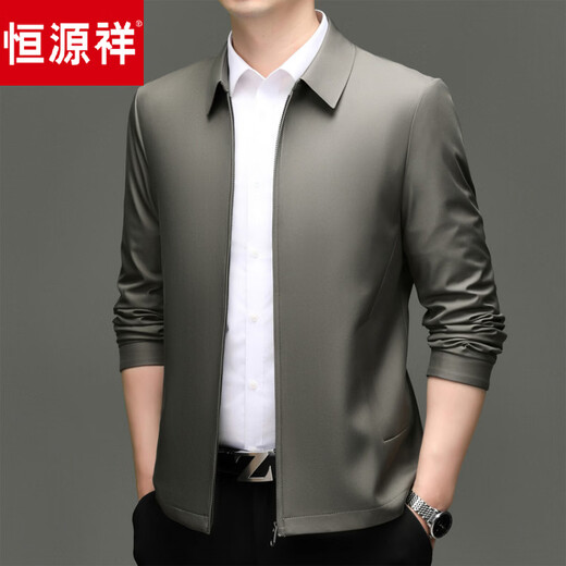 Hengyuanxiang Executive Jacket Men's 2026 Spring and Autumn New Middle-aged Men's Business Casual Men's Jacket Anti-Wrinkle Jacket Khaki XL 180
