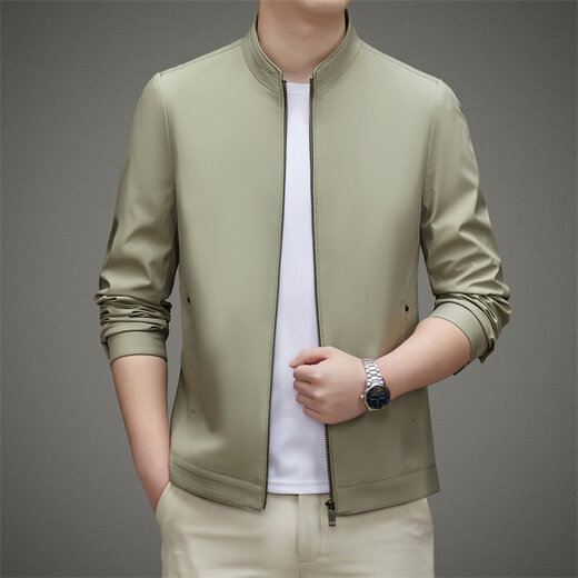 Rofagy International Brand Men's Jacket 2026 Spring and Autumn New Stand Collar Solid Color Business Casual Jacket for Young and Middle-aged People High-end Burgundy M (170) Suitable for 110-130Jin Jin equals 0.5 kg