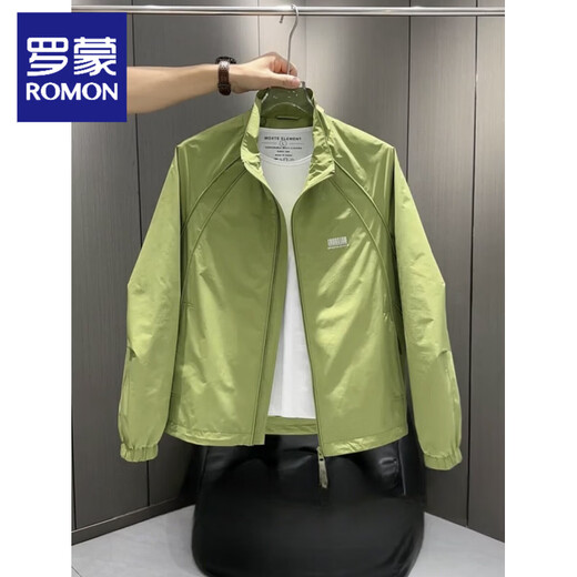 ROMON men's jacket new style 2026 trendy brand workwear stand-up collar jacket handsome men's spring and autumn outdoor casual tops orange M 90-110Jin Jin equals 0.5 kg