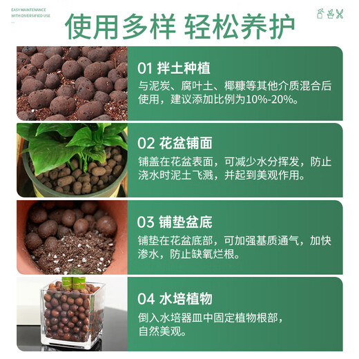 Devodo bola de carbono ceramsita 5L (8-10 mm) fondo de maceta mezclado con relleno de tierra matriz de cultivo hidropónico transpirable sin suelo que retiene agua