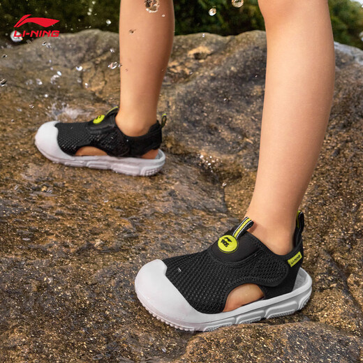 Li Ning Children's Shoes Sandals Boys 2026 New Breathable Casual Sports Lifestyle Series Versatile Trendy Fashion Sports Shoes Black-1 27