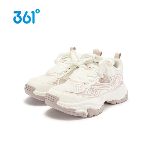 361 Shopping Mall Same Style Millennium Children's Shoes Girls' Sports Shoes 2026 Spring New Big Children's Non-Slip Comfortable Casual Shoes Feather White/Mushroom Pink Size 33