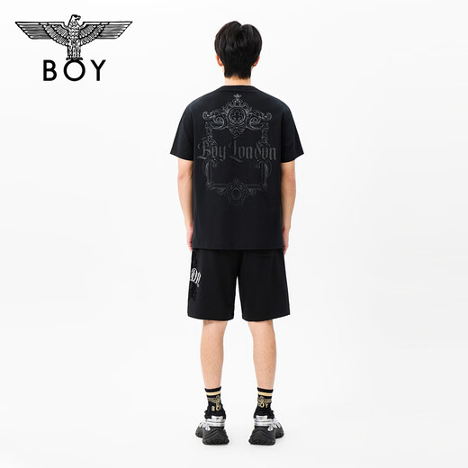 BOY LONDON round neck low-key black flocking short-sleeved men's and women's 2026 spring and summer new cool T-shirt N01080 black S