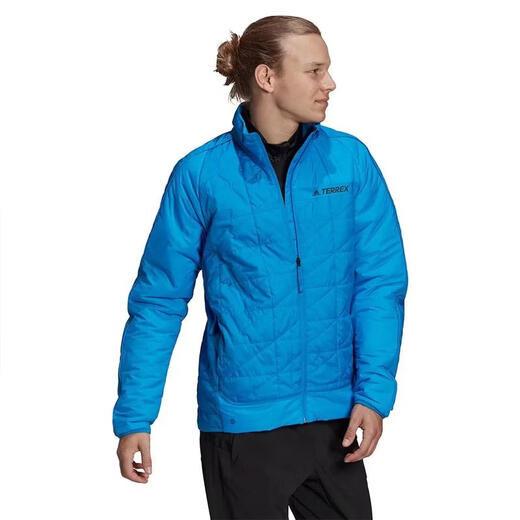 Adidas Men's Outdoor Jacket Warm, Windproof and Waterproof Compressible Blue High Collar Full Zipper Elastic Cuffs 26 New Shock Blue One Size | M