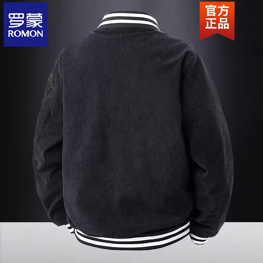 ROMON corduroy baseball jacket, spring and autumn men's slim jacket, trendy and handsome men's outerwear, middle-aged jacket, brown M