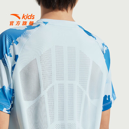 Anta children's T-shirt men's big children's clothing 26 summer breathable quick-drying trendy running water-cooled mint short T short-sleeved air-conditioned T ice water blue-1 130