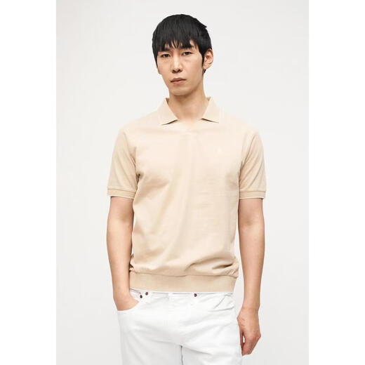 RALPH LAUREN Ralph Lauren men's POLO breathable sweat-absorbent short-sleeved daily commuter men's business coastal beige/white one size fits all | S