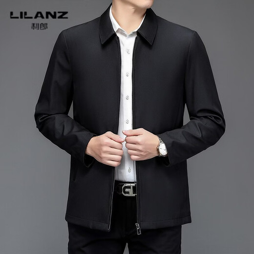 LILANZ lapel jacket men's spring and autumn thin daddy tops middle-aged and elderly casual loose large size cadre leadership jacket l2203 navy thin section L (175)