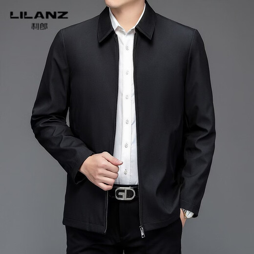 LILANZ lapel jacket men's spring and autumn thin daddy tops middle-aged and elderly casual loose large size cadre leadership jacket l2203 navy thin section L (175)